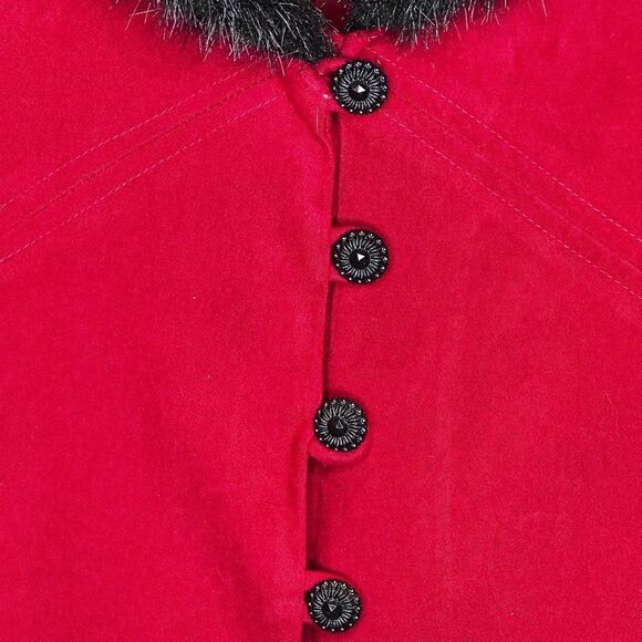 Vintage R&K Originals Red Jacket With Faux Fur Collar size L - Picture 3 of 6